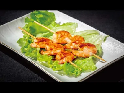 Brocheta de gambas
