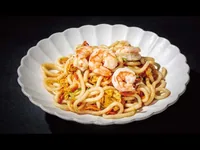 Udon con gambas