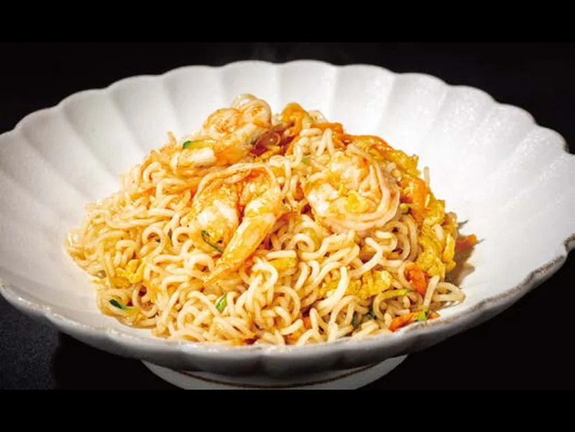 Fideos con gambas
