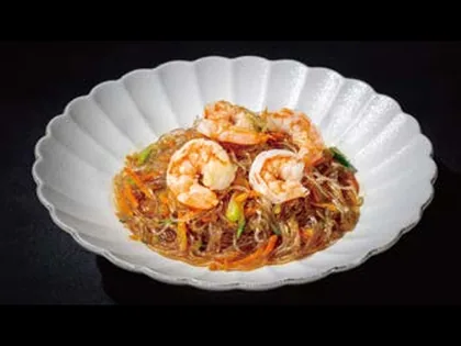 Fideos de cristal con gambas