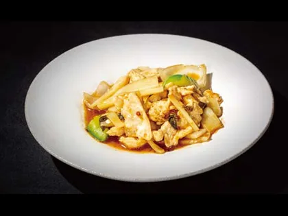 Pollo estilo thai (con bambú y pimiento)