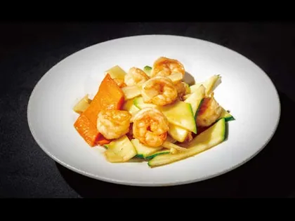 Gambas con mezcla de verduras